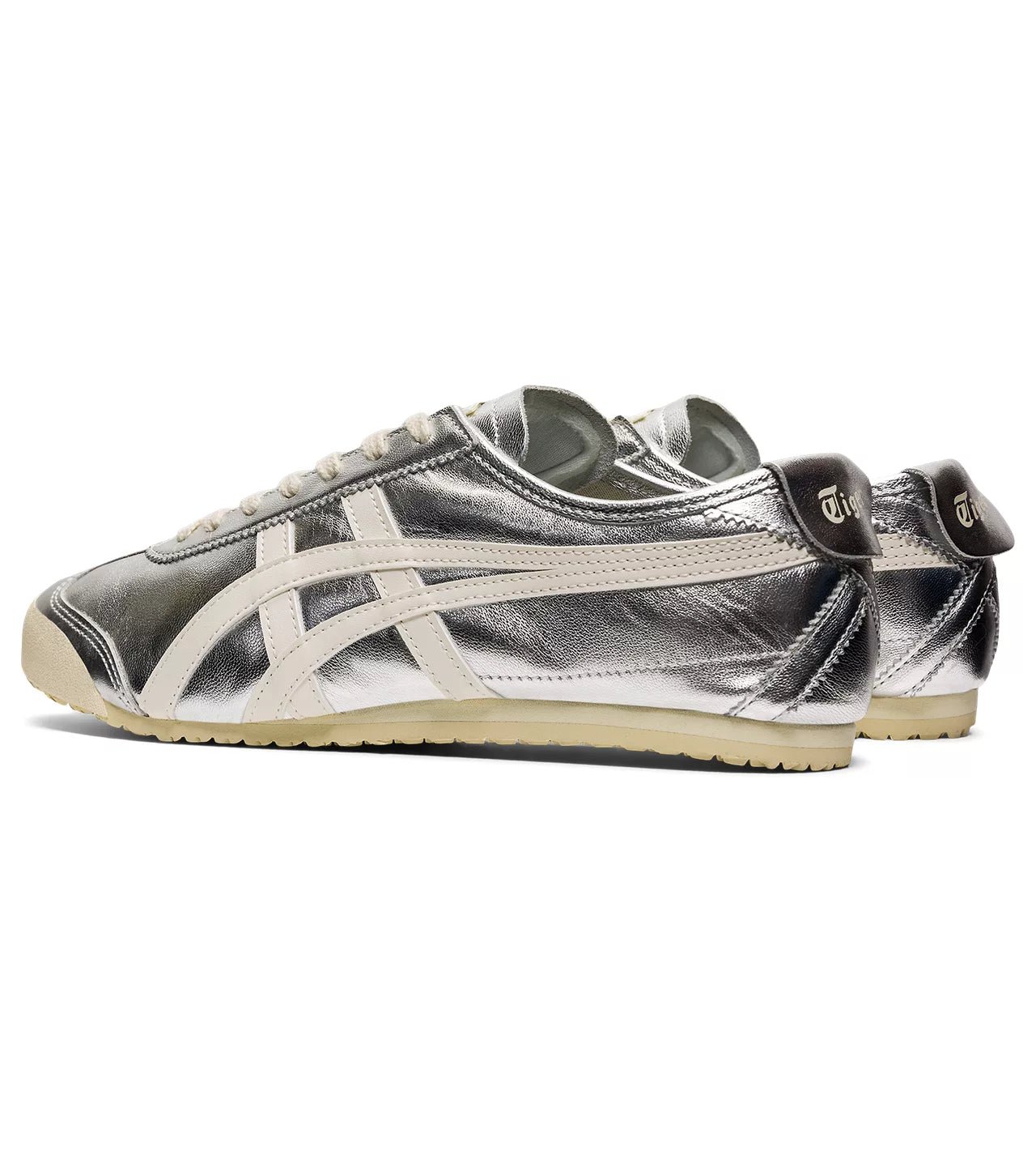 Onitsuka Tiger Mexico 66 Metallic Silver Sneakers Premium Leather Retro Style – Onitsuka Tiger - Image 2