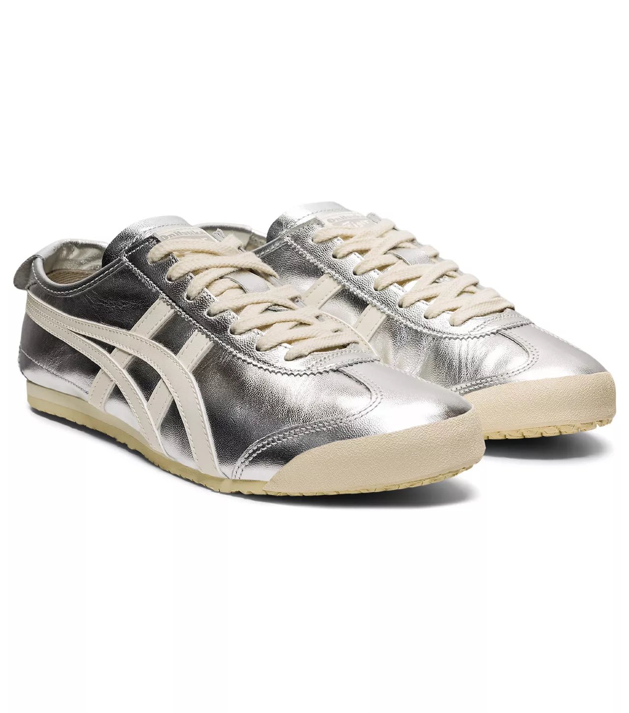 Onitsuka Tiger Mexico 66 Metallic Silver Sneakers Premium Leather Retro Style – Onitsuka Tiger - Image 3