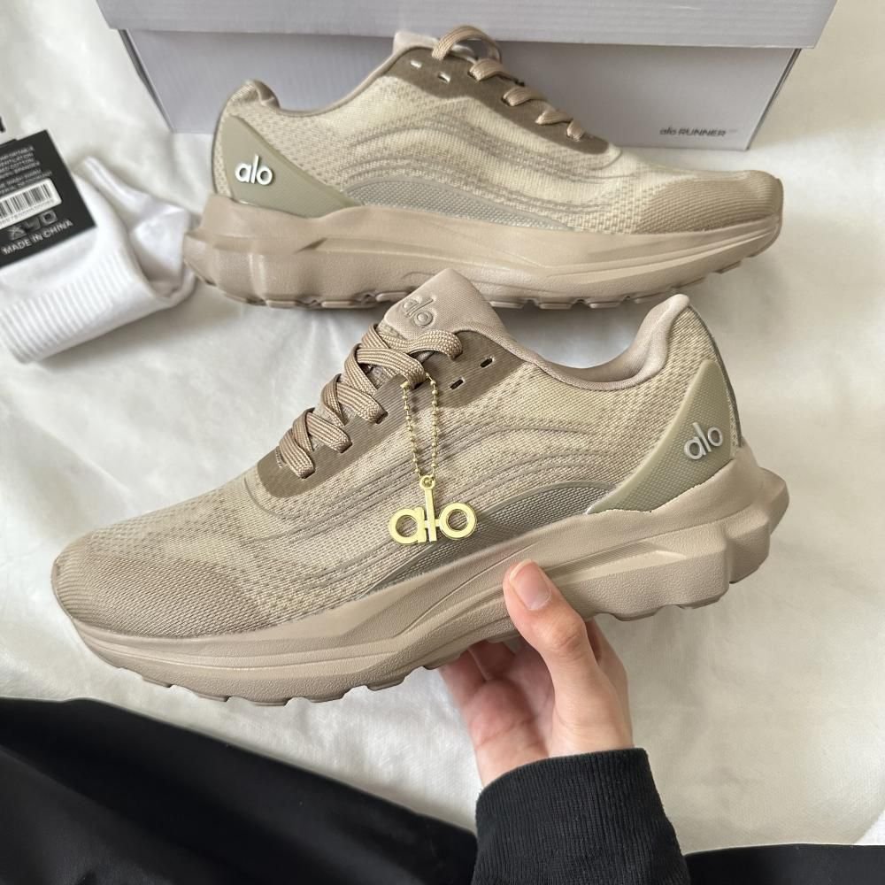ALO Runner Beige Performance Sneakers – Breathable Comfort Running Shoes