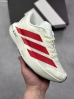 Adidas Adizero EVO Cream White Base with Bold Red Stripes
