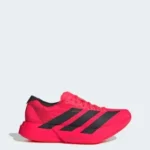 Adidas Adizero Running Shoes Neon Red Black Lightweight Sneakers