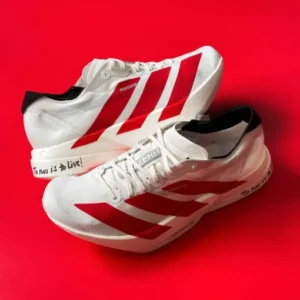Adidas Adizero Running Shoes White Red Performance Sneakers