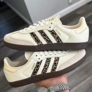 Adidas Samba OG Cream White with Black Stripes & Brown Gum Sole Sneakers