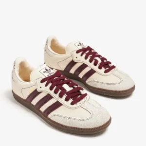 Adidas Samba OG Cream White with Burgundy Stripes & Gum Sole Sneakers