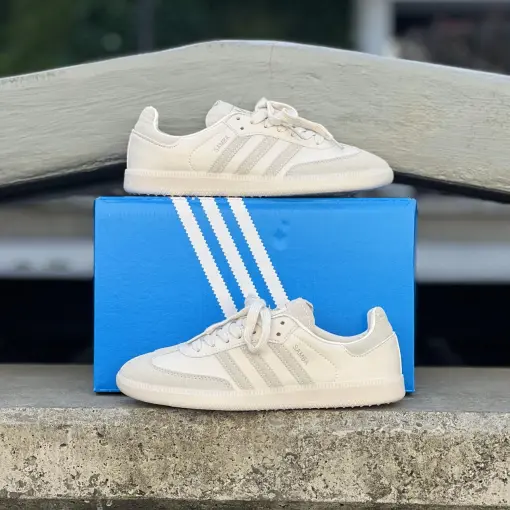 Adidas Samba OG Triple White with Off White Sole Minimal Sneakers
