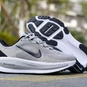 Air Vomero Premium Shoes Light Grey with Black Swoosh & White Sole – Performance Series