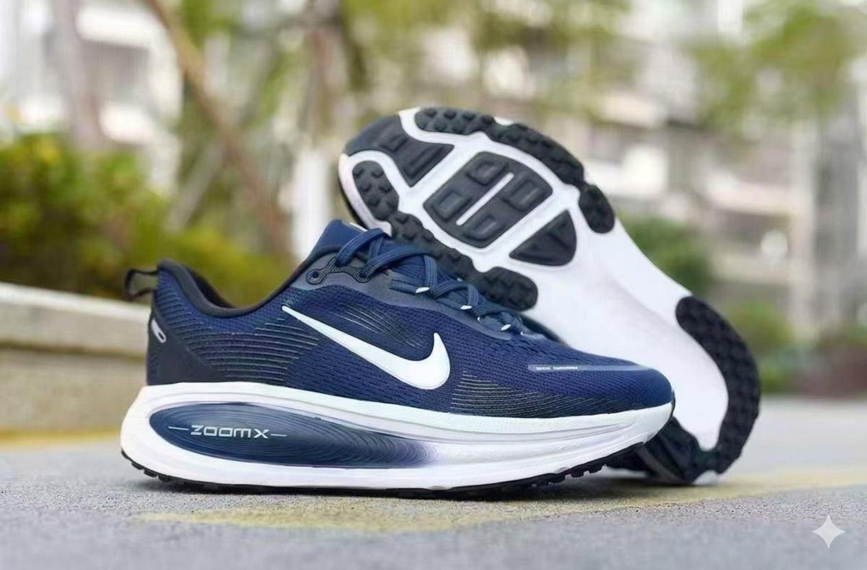 Air Vomero Premium Shoes Navy Blue with White Swoosh & Black Sole – Premium Comfort Edition