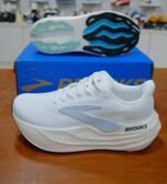 Brooks White & Light Grey Running Shoes – Cushioned Performance Athletic Sneakers