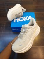 HOKA Bondi 9 Master Quality Running Shoe White with Blue Accents