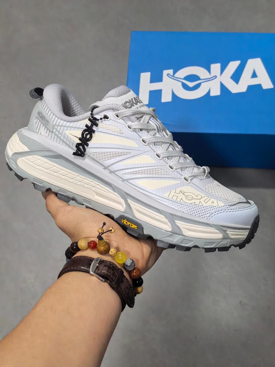 HOKA Mafate Speed 2 Light Grey & White Trail Running Shoes