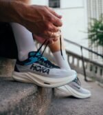 Hoka One One Rocket X 3 White, Black & Blue Performance Running Shoes