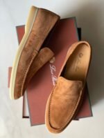 Loro Piana Tan Leather Slip-On Loafers