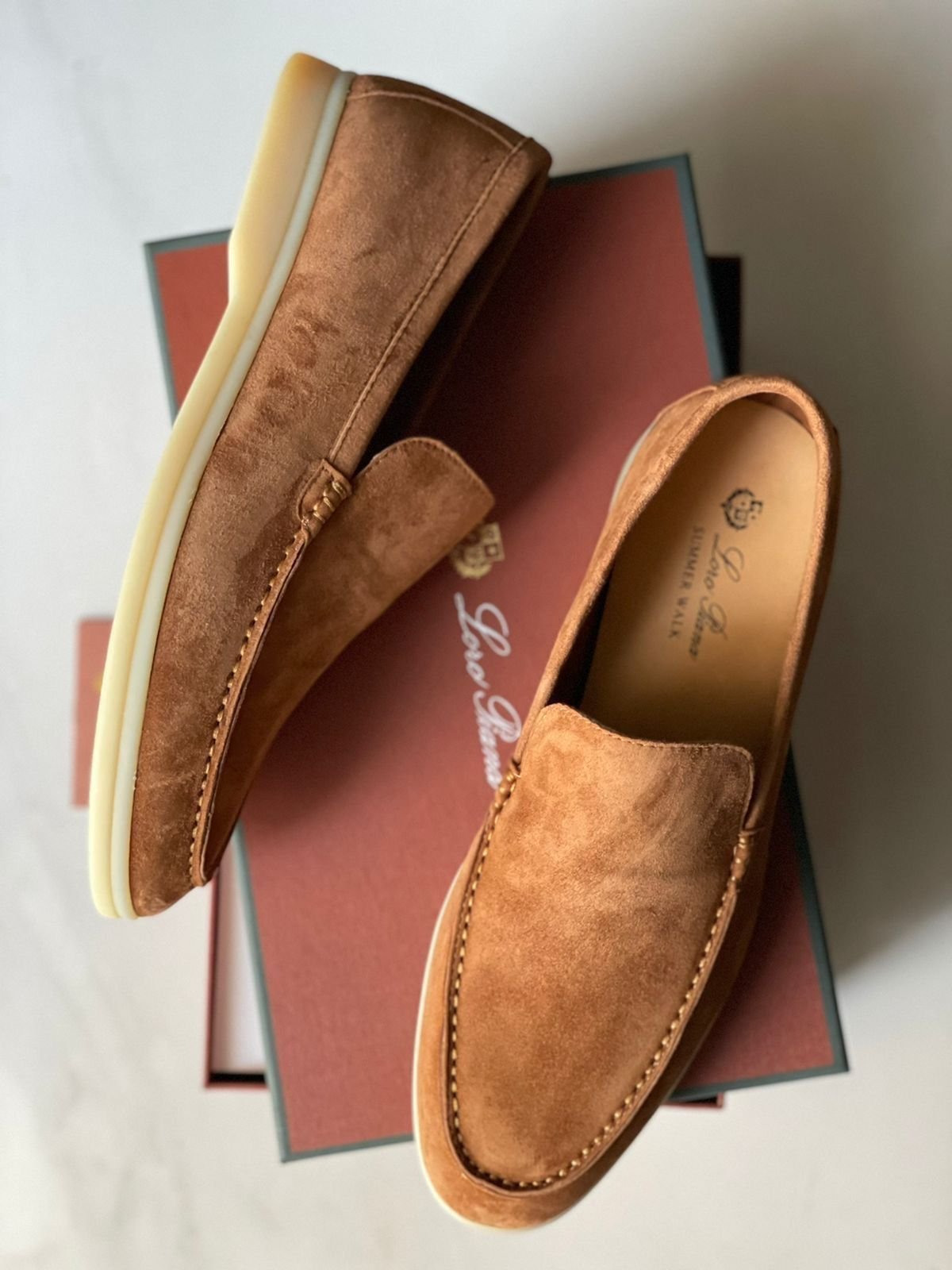 Loro Piana Tan Leather Slip-On Loafers