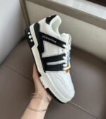 Louis Vuitton Trainer Sneaker White with Navy Blue Panels