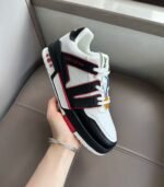 Louis Vuitton Trainer Sneaker White with Red & Black Trim