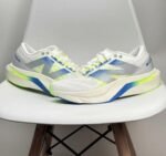 New Balance White Sneakers with Green & Blue Cushioned Performance Sole