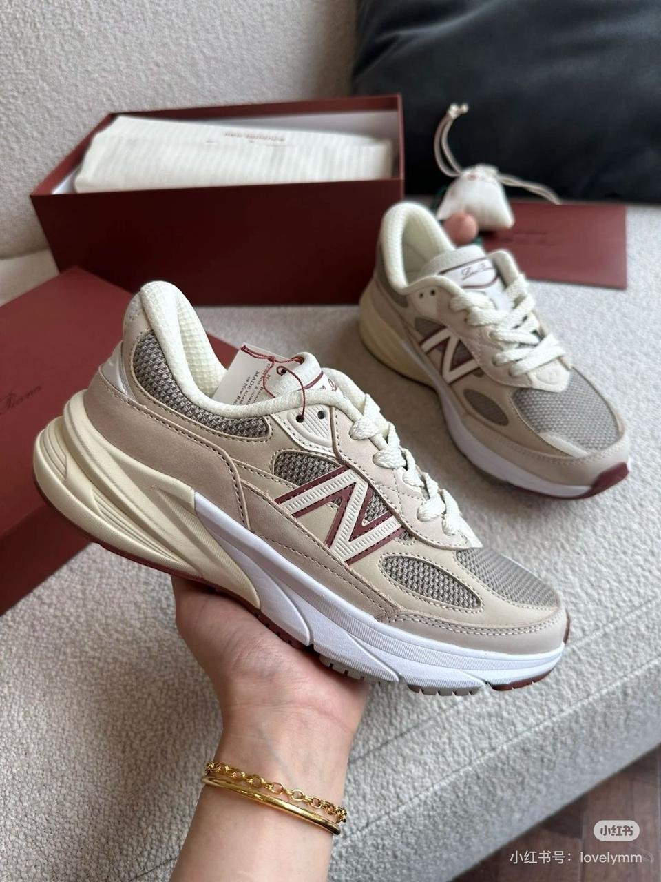 New Balance x Loro Piana Sand Beige Sneakers Soft Neutral Tone with Premium Comfort Sole