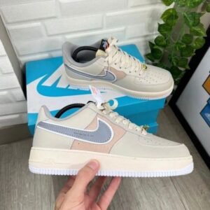 Air Force 1 Beige & Sky Blue Sneakers – Soft Tone Casual Shoes