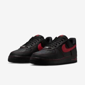 Air Force 1 Black with Red Swoosh Sneakers – Classic Streetwear Style Shoes