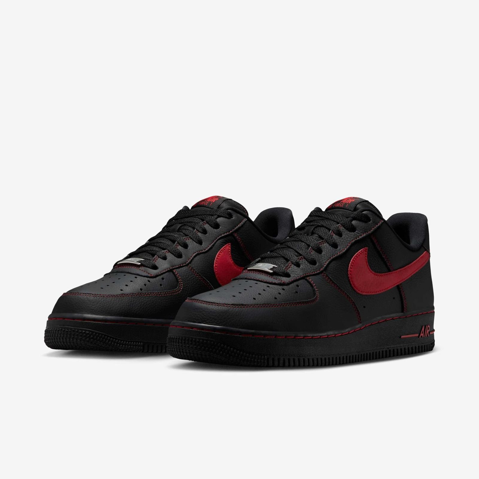 Air Force 1 Black with Red Swoosh Sneakers – Classic Streetwear Style Shoes