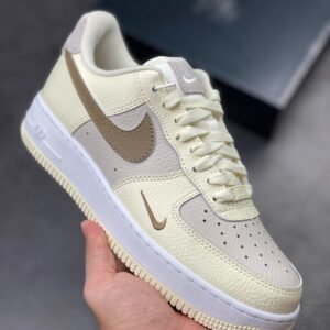 Air Force 1 Cream & Gold Sneakers – Luxury Edition Casual Shoes