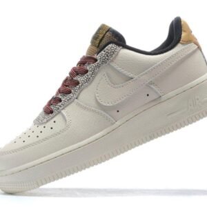 Air Force 1 Low Cream White Leather with Brown & Red Lace Details