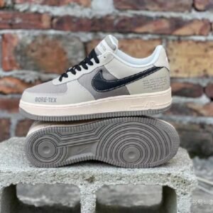 Air Force 1 Sneakers – Beige with Black Swoosh