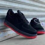 Air Force 1 Sneakers – Black with Red Sole