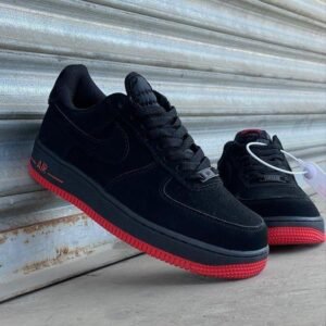 Air Force 1 Sneakers – Black with Red Sole
