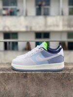 Air Force 1 Sneakers – White with Light Blue & Green Details