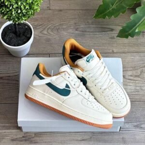 Air Force 1 Sneakers – White with Orange Swoosh