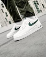 Air Force 1 White & Green Sneakers – Classic Low-Top Casual Shoes