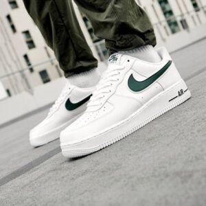 Air Force 1 White & Green Sneakers – Classic Low-Top Casual Shoes