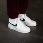 Air Force 1 White with Dark Green Swoosh – Clean Minimal Edition