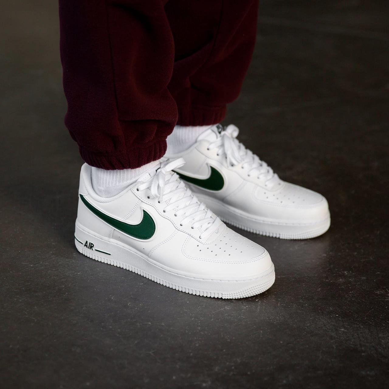 Air Force 1 White with Dark Green Swoosh – Clean Minimal Edition