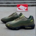 Air Max 95 Premium Running Shoe Olive Green with Red Logo