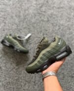 Air Max 95 Premium Running Shoe Olive Green with White Accents