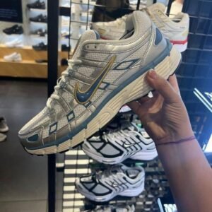 P-6000 - White Silver Athletic Shoes