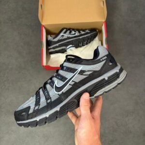 P-6000 Black & Grey Running Sneakers – Premium Cushion Sports Shoes