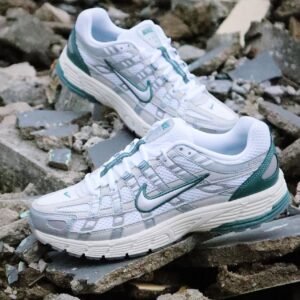 P-6000 White & Aqua Green Running Sneakers – Premium Mesh Comfort