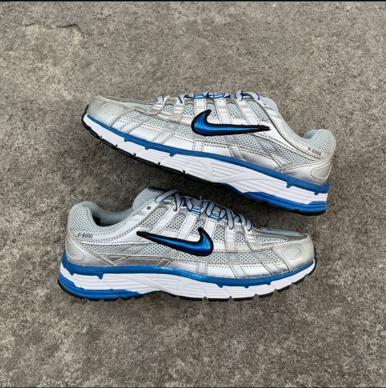 P-6000 White & Royal Blue Running Sneakers – Lightweight & Breathable