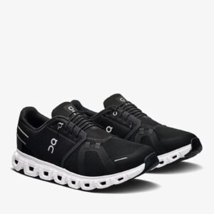 On Cloud 6 Black Running Shoes with White Sole Lightweight Comfort Fit