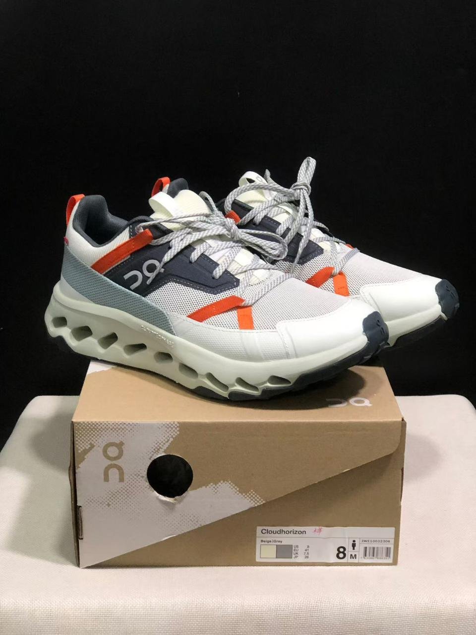 On Cloud Horizon Sneakers White with Orange & Grey– Premium Shoes in Dubai