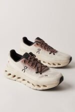 On Cloud Running Shoe Cream with Black & Brown Accents