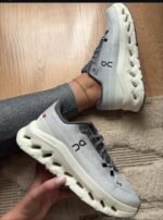 On Cloud Running Shoe Ivory with Grey Accents