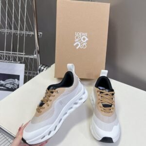 On Cloud X Loewe White Beige Gold Sneakers