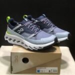 On Cloud horizon Grey & Blue Running Shoes with Neon Green Accents Trail Performance Cushionin
