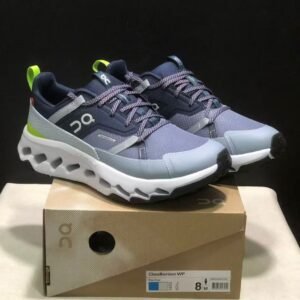 On Cloud horizon Grey & Blue Running Shoes with Neon Green Accents Trail Performance Cushionin