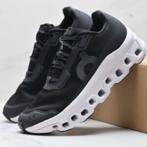 On Cloud monster Black & White Running Shoes Lightweight Cushioning with CloudTec Sole