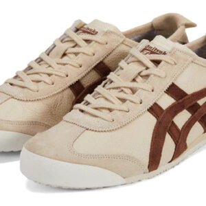 Onitsuka Tiger Mexico 66 Beige Sneakers with Brown Stripes Classic Retro Leather – Onitsuka Tiger